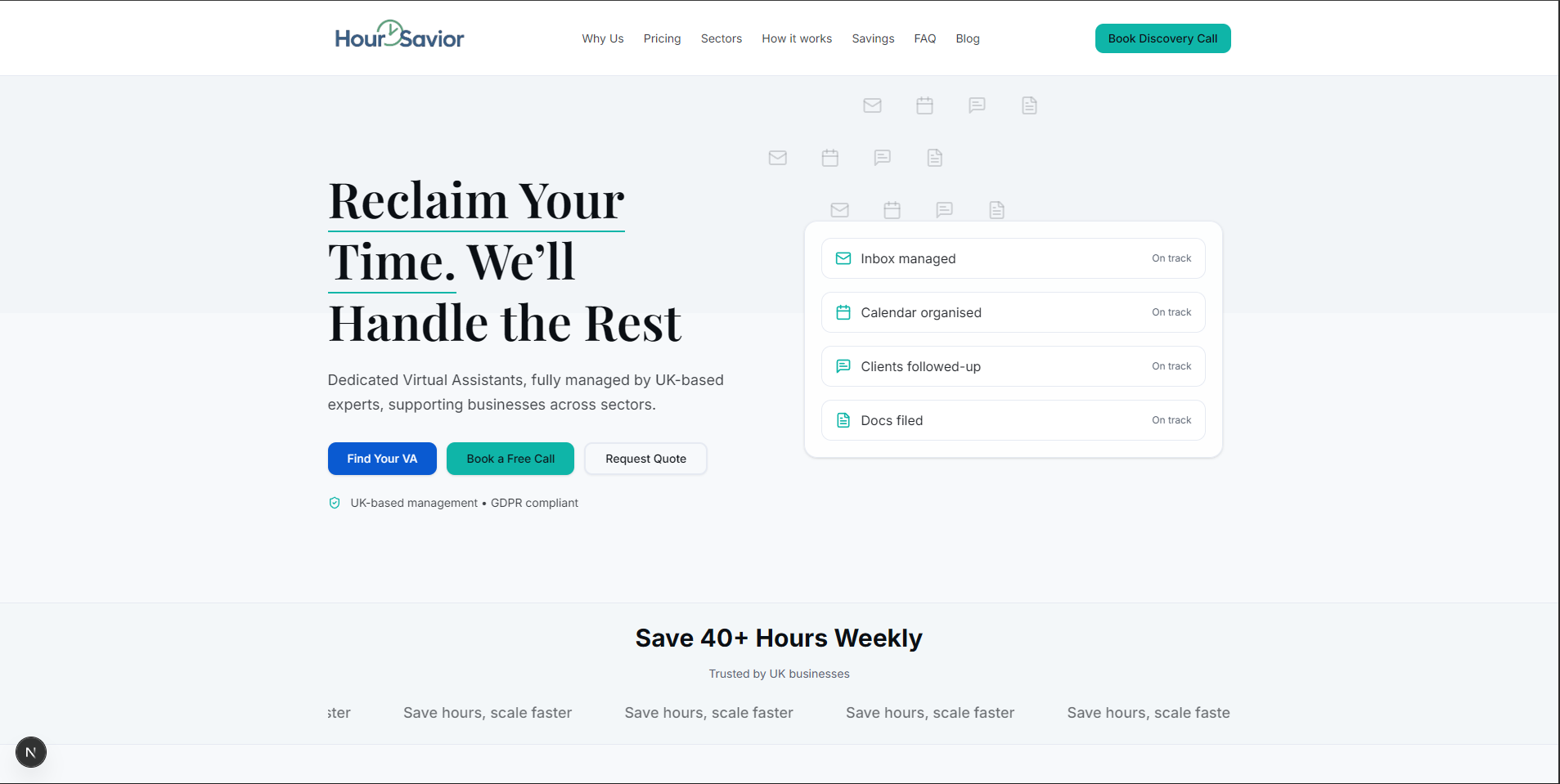 Hour Savior website preview